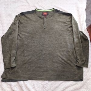 Foundry Supply 4XL Heather Olive Green Long Sleeve Henley Comfy Cool Weather